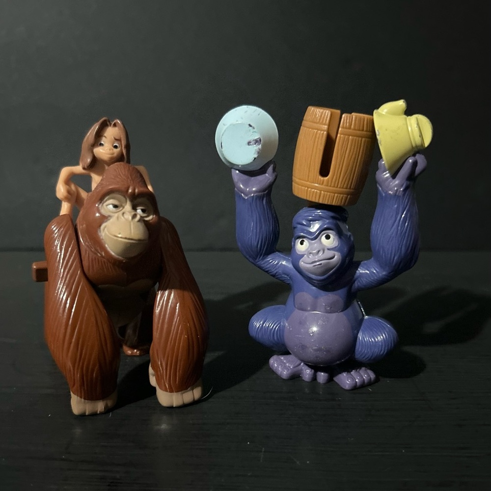 Vintage 1999 Tarzan Happy Meal Toys, Kala With Tarzon And Terk Toys